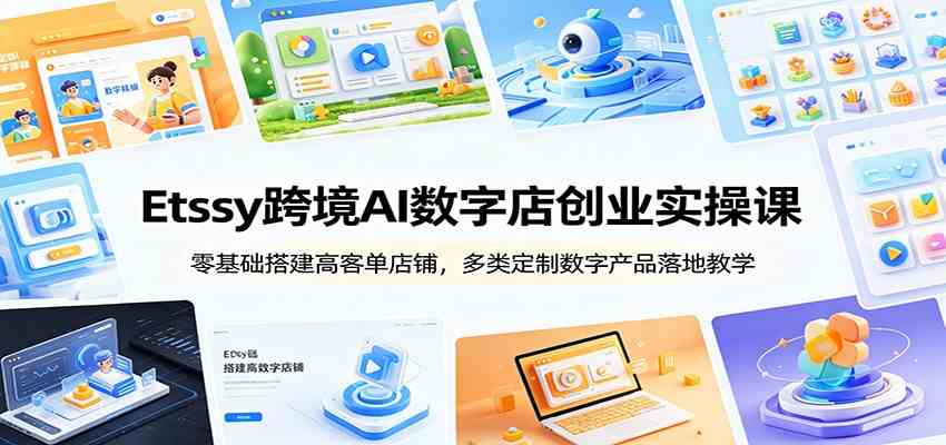Etsy跨境AI数字店创业实操课:零基础搭建高客单店铺,多类定制数字产品落地教学-智云网