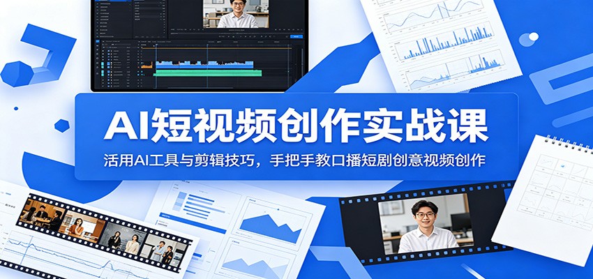 AI短视频创作实战课：活用AI工具与剪辑技巧，手把手教口播短剧创意视频创作-智云网