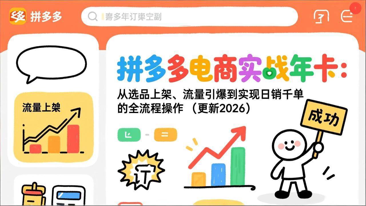 （17823期）拼多多电商实战年卡：从选品上架、流量引爆到实现日销千单的全流程操作（更新2026年3月）-智云网