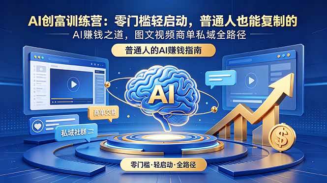 （18911期）AI创富训练营：零门槛轻启动，普通人也能复制的AI赚钱之道，图文视频商单私域全路径-智云网