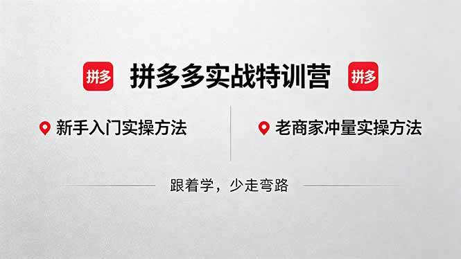 (18468期)拼多多实战特训营(更新5月15):不管是新手入门或老商家冲量,都有实操方法,跟着学,少走弯路-智云网