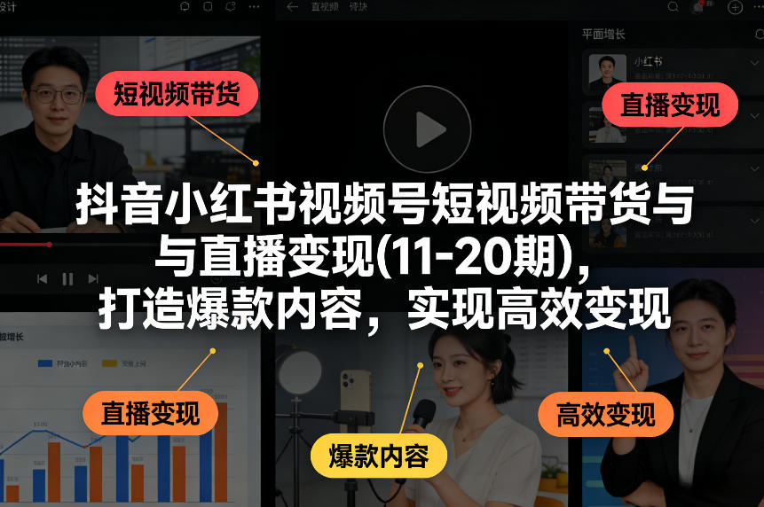 抖音小红书视频号短视频带货与直播变现(10-21期),打造爆款内容,实现高效变现(更新05月)-智云网