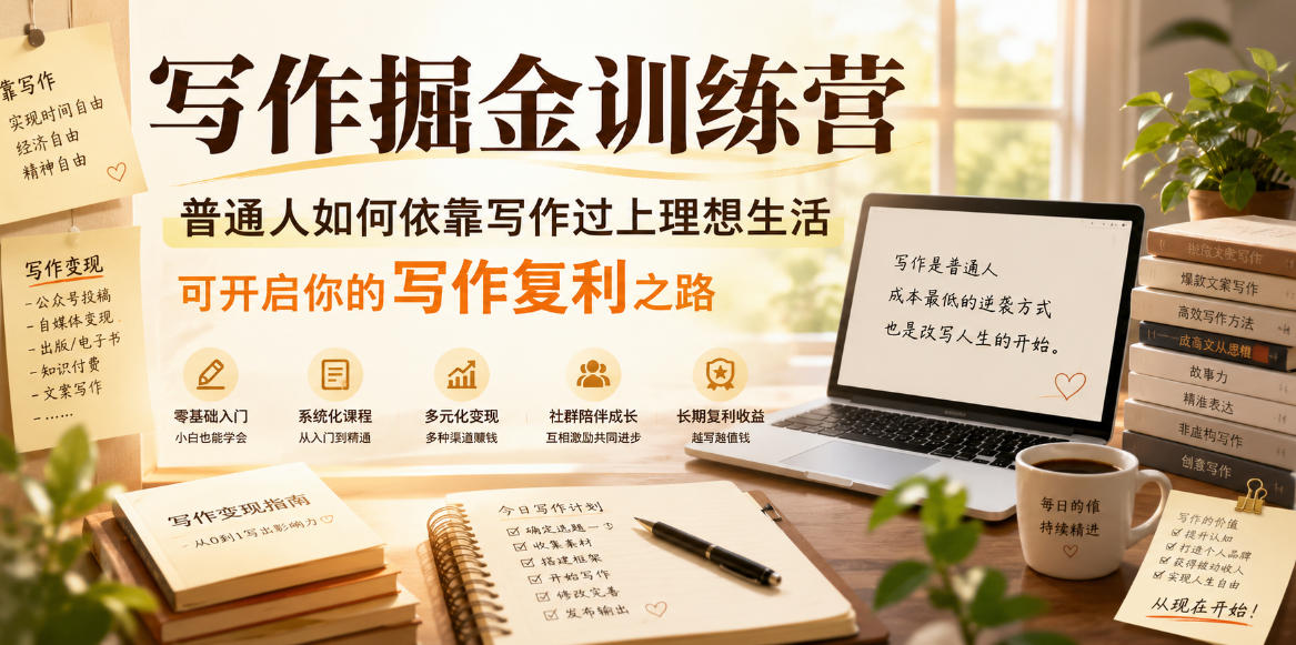 写作掘金训练营，普通人如何依靠写作过上理想生活，可开启你的写作复利之路（更新6月）-智云网