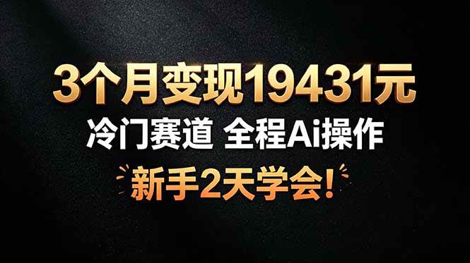 (19096期)3个月变现19431元,冷门赛道 全程Ai操作,新手2天学会!-智云网
