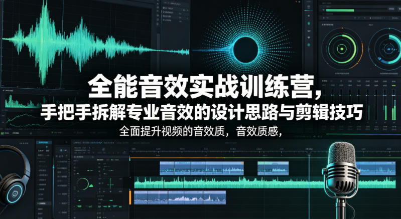 全能音效实战训练营,手把手拆解专业音效的设计思路与剪辑技巧,全面提升视频的音效质感-智云网