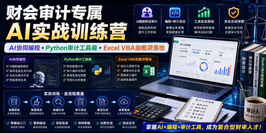 财会审计专属AI实战训练营|AI协同编程+Python审计工具箱+Excel VBA加载项落地(更新0710)-智云网