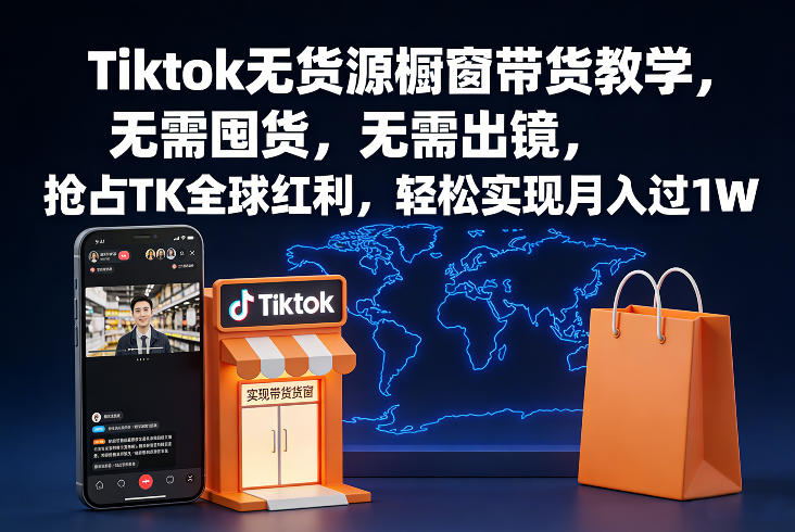 Tiktok无货源橱窗带货教学，无需囤货，无需出镜，抢占TK全球红利，轻松实现月入过1W-智云网