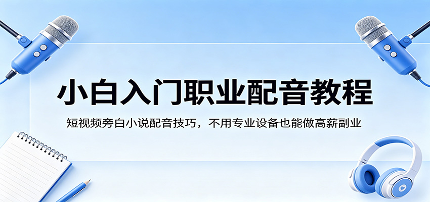 小白入门职业配音教程,短视频旁白小说配音技巧,不用专业设备也能做高薪副业-智云网