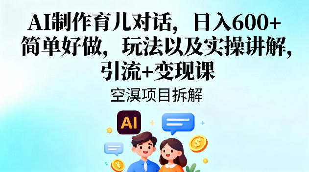 AI制作育儿对话,日入6张+,简单好做,玩法以及实操讲解,引流+变现课-智云网