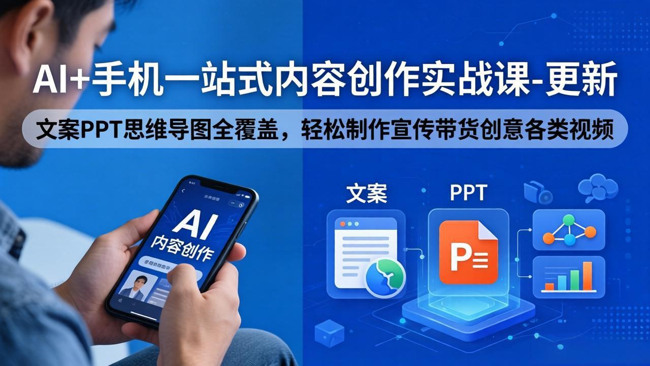 AI+手机一站式内容创作实战课-更新,文案PPT思维导图全覆盖,轻松制作宣传带货创意各类视频-智云网