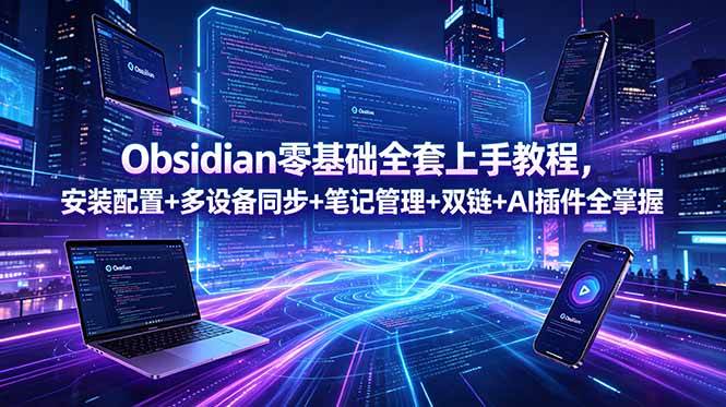 (18797期)Obsidian零基础全套上手教程,安装配置+多设备同步+笔记管理+双链+AI插件全掌握-智云网
