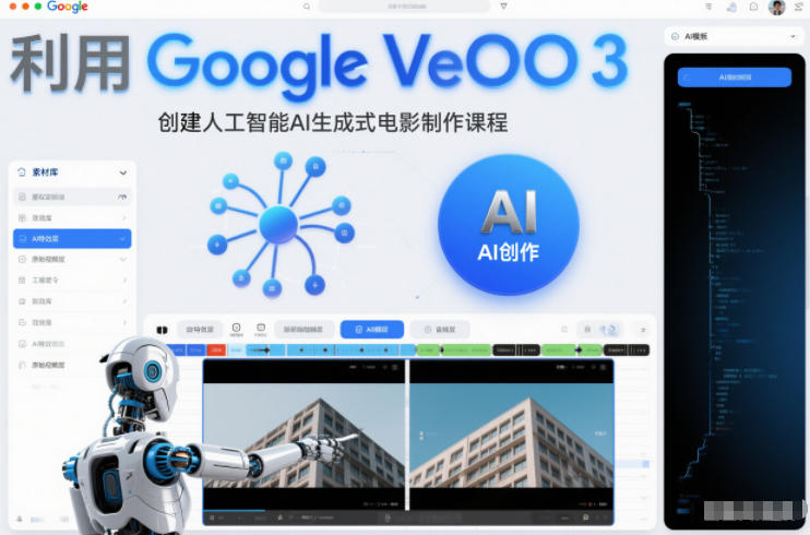 利l用Google Veo 3创建人工智能AI生成式电影制作课程,使用人工智能的力量创建令人惊叹的视频-智云网