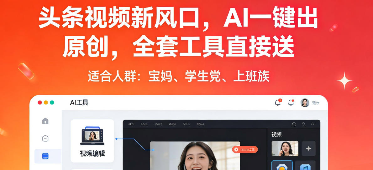 头条视频新风口，AI一键出原创，全套工具直接送，人人可做，有手就行【揭秘】-智云网
