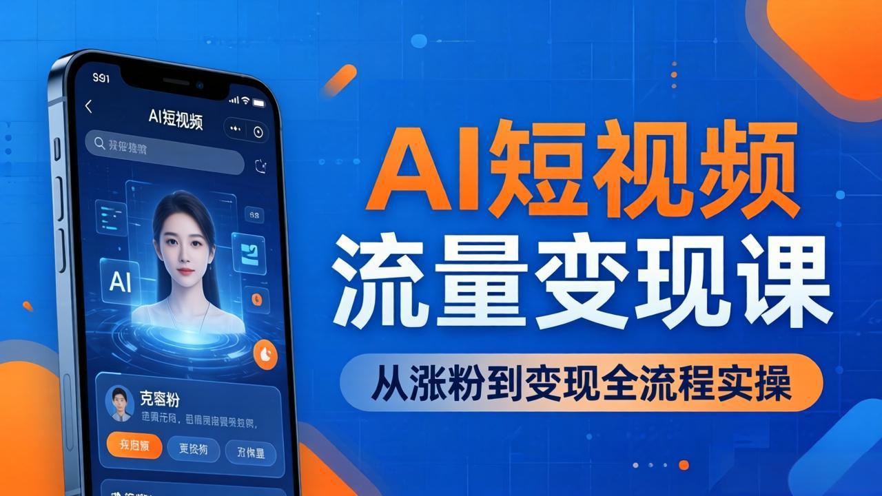 AI短视频流量变现课：一部手机玩转数字人克隆+爆款制作，从涨粉到变现全流程实操-智云网