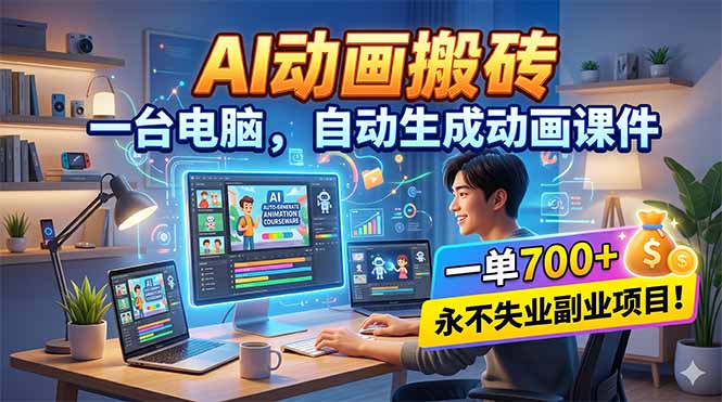AI动画搬砖,一台电脑,自动生成动画课件,一单800+ 永不失业副业项目!-智云网