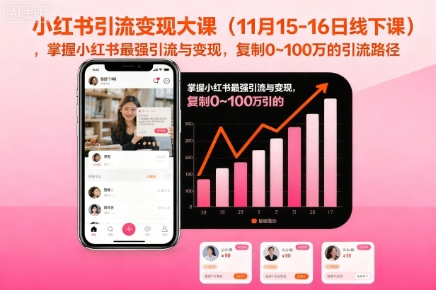 小红书引流变现大课（11月15-16日线下课），掌握小红书最强引流与变现，复制0~100万的引流路径-智云网