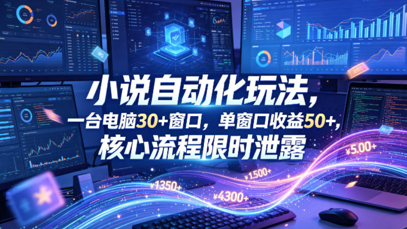 小说挂G自动化玩法,一台电脑30+窗口,单窗口收益50+,核心流程限时泄露【揭秘】-智云网