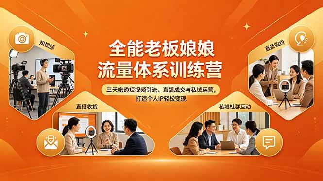 (18187期)全能老板娘流量体系训练营,三天吃透短视频引流、直播成交与私域运营,打造个人IP轻松变现-智云网