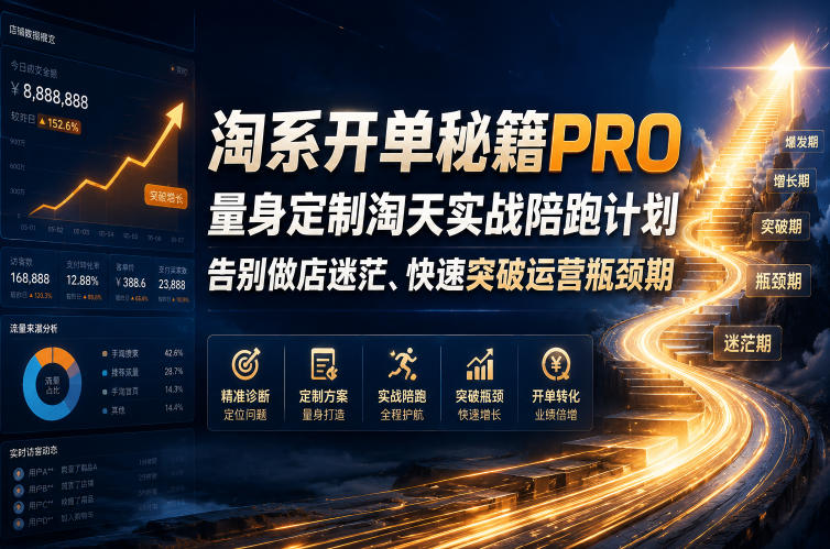 淘系开单秘籍PRO，量身定制淘天实战陪跑计划，告别做店迷茫、快速突破运营瓶颈期（20260709）-智云网