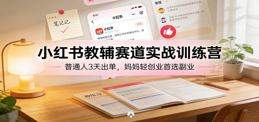 小红书教辅赛道实战训练营：普通人3天出单，妈妈轻创业首选副业-智云网
