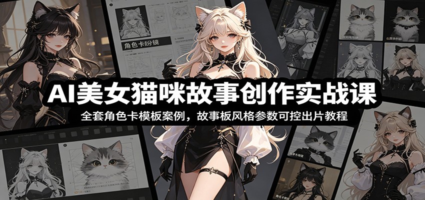 AI美女猫咪故事创作实战课:全套角色卡模板案例,故事板风格参数可控出片教程-智云网