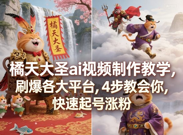 橘天大圣ai视频制作教学,刷爆各大平台,4步教会你,快速起号涨粉-智云网
