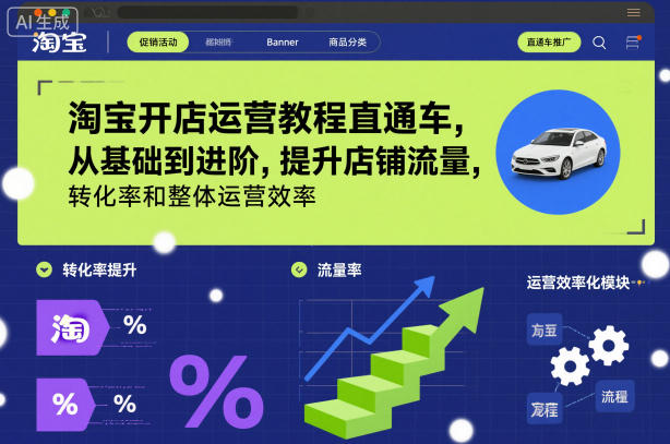淘宝开店运营教程直通车,从基础到进阶,提升店铺流量,转化率和整体运营效率(更新26年3月)-智云网