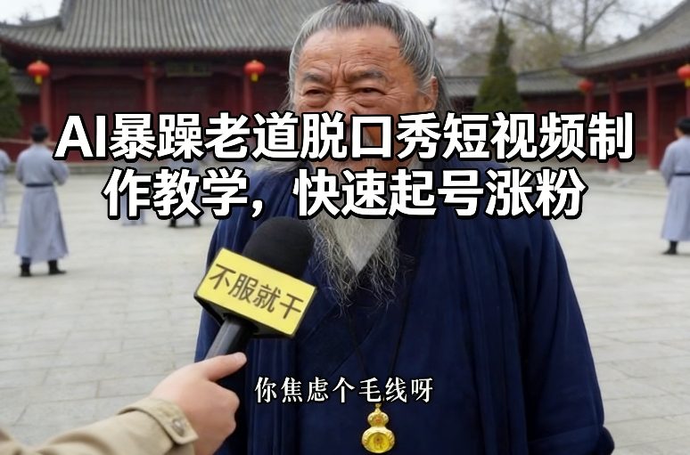 AI暴躁老道脱口秀短视频制作教学，快速起号涨粉-智云网