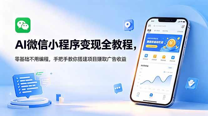 （18773期）AI微信小程序变现全教程，零基础不用编程，手把手教你搭建项目赚取广告收益-智云网