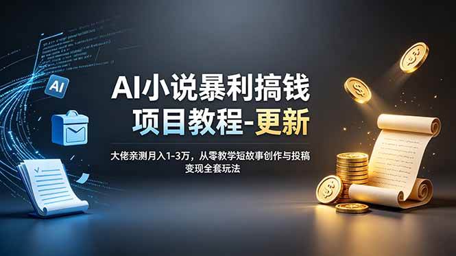 (19030期)AI小说暴利搞钱项目教程-更新,大佬亲测月入1-3万,从零教学短故事创作与投稿变现全套玩法-智云网