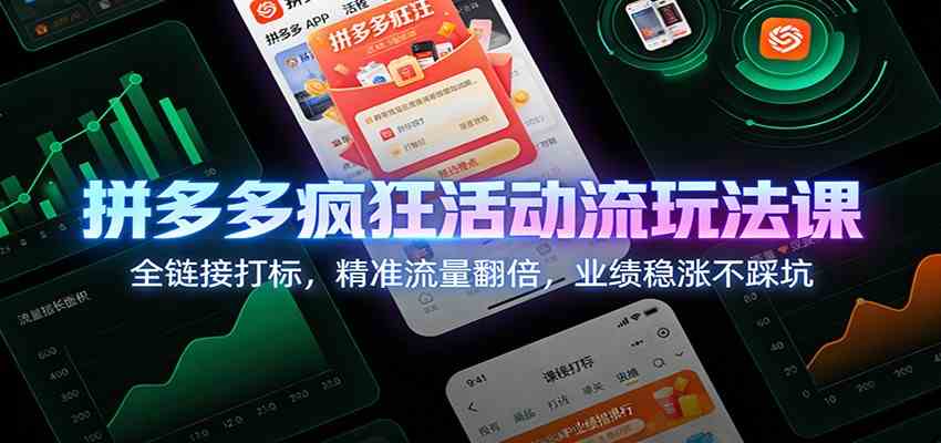 拼多多疯狂活动流玩法课:全链接打标,精准流量翻倍,业绩稳涨不踩坑-智云网