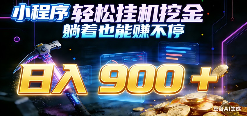 小程序挂机挖金，自动赚金币换现金，多号并行日入900+，轻松搞副业-智云网