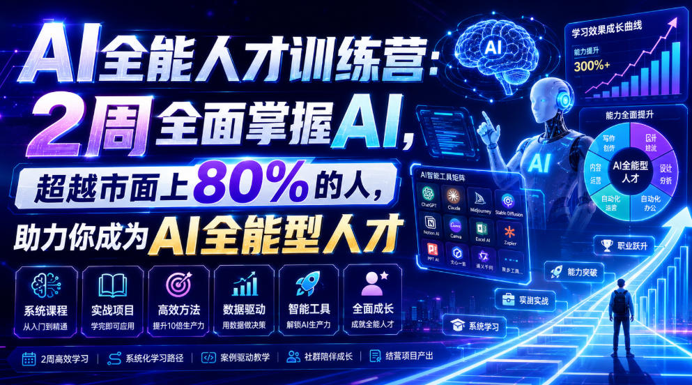 AI全能人才训练营:2周全面掌握AI,超越市面上80%的人,助力你成为AI全能型人才-智云网