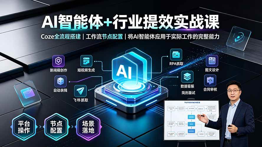 (19281期)AI智能体+行业提效实战课·Coze全流程搭建|工作流节点配置|将AI智能体应用于实际工作的完整能力-智云网