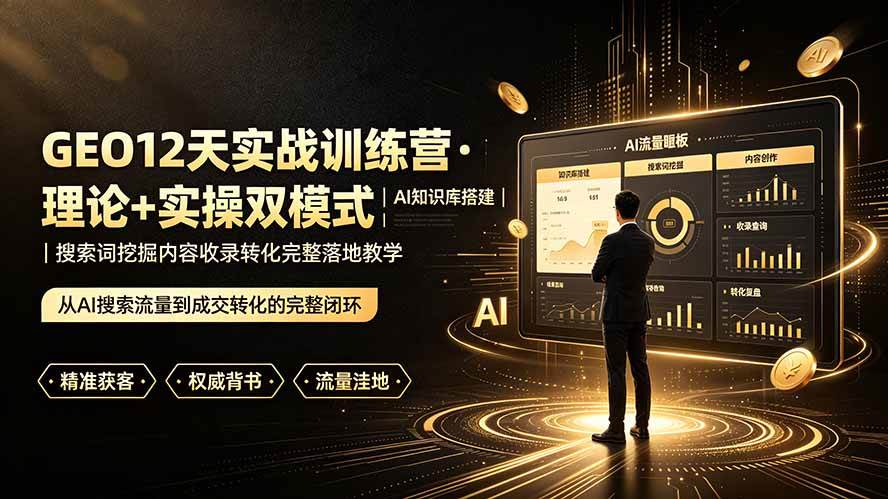 (19277期)GEO12天实战训练营·理论+实操双模式|AI知识库搭建|搜索词挖掘内容收录转化完整落地教学-智云网