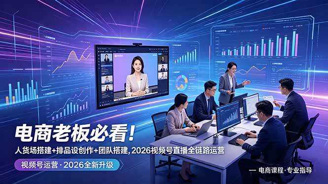 （18845期）电商老板必看！人货场搭建+排品设计+素材创作+团队搭建，2026视频号直播全链路运营-智云网