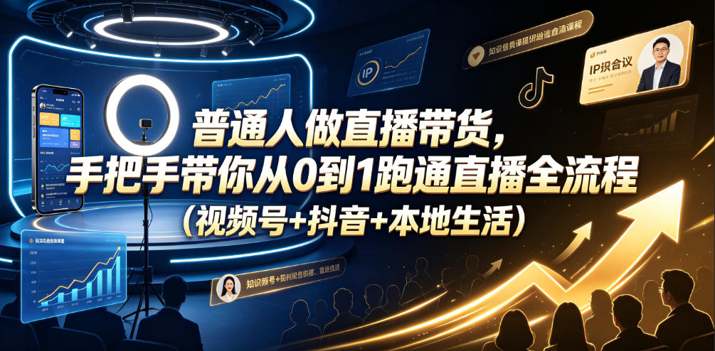 普通人做直播带货,手把手带你从0到1跑通直播全流程(视频号+抖音+本地生活)-智云网