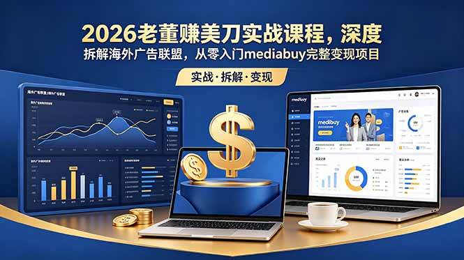 （18935期）2026老董赚美刀实战课程，深度拆解海外广告联盟，从零入门mediabuy完整变现项目-智云网