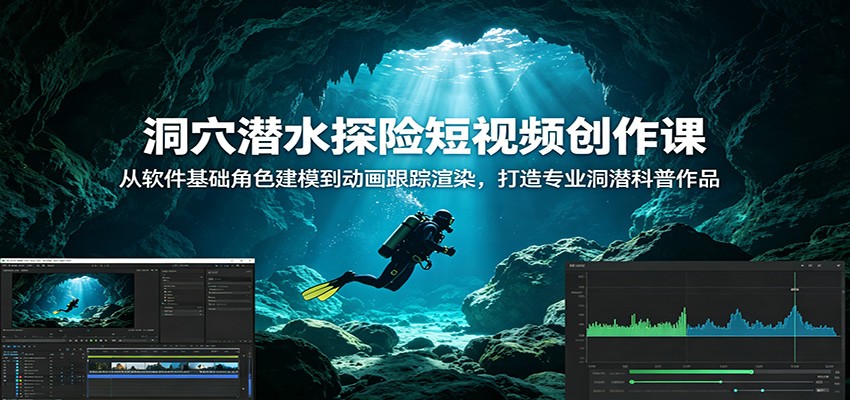 洞穴潜水探险短视频创作课：从软件基础角色建模到动画跟踪渲染，打造专业洞潜科普作品-智云网