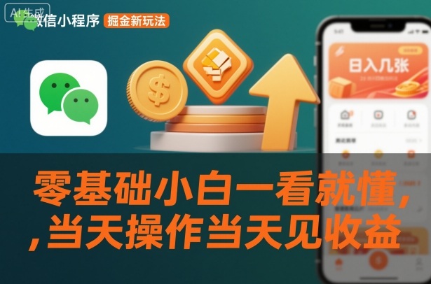 微信小程序掘金新玩法,日入几张,零基础小白一看就懂,当天操作当天见收益【揭秘】-智云网