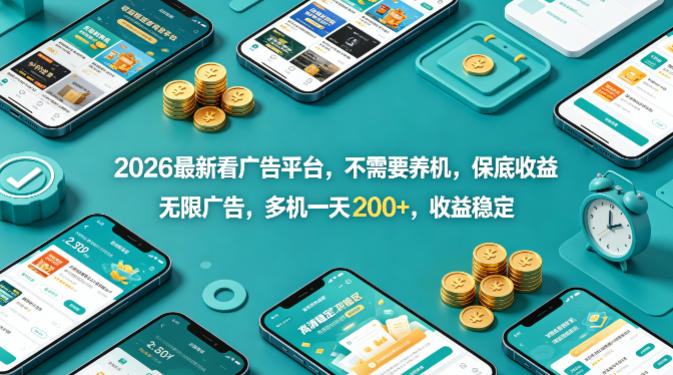 2026最新看广告平台,不需要养机,保底收益,无限广告,多机一天200+,收益稳定【揭秘】-智云网