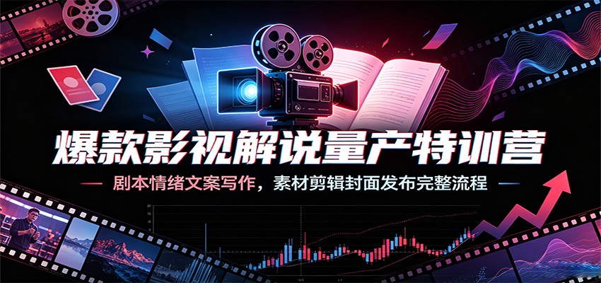 爆款影视解说量产特训营:剧本情绪文案写作,素材剪辑封面发布完整流程-智云网