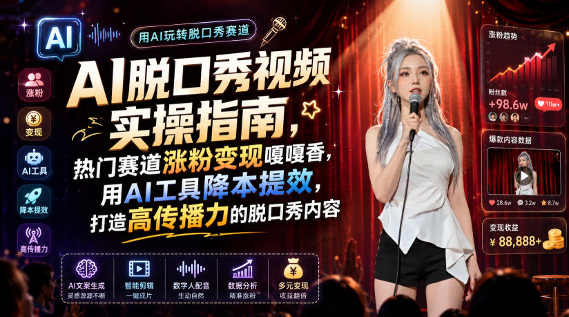AI脱口秀视频实操指南，热门赛道涨粉变现嘎嘎香，用AI工具降本提效，打造高传播力的脱口秀内容-智云网