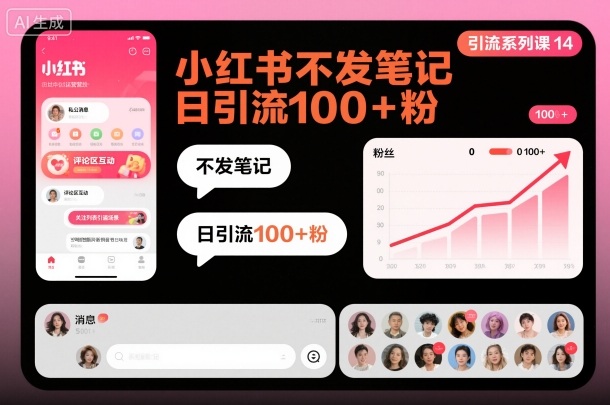 引流系列课14：小红书不发笔记日引流100+粉-智云网