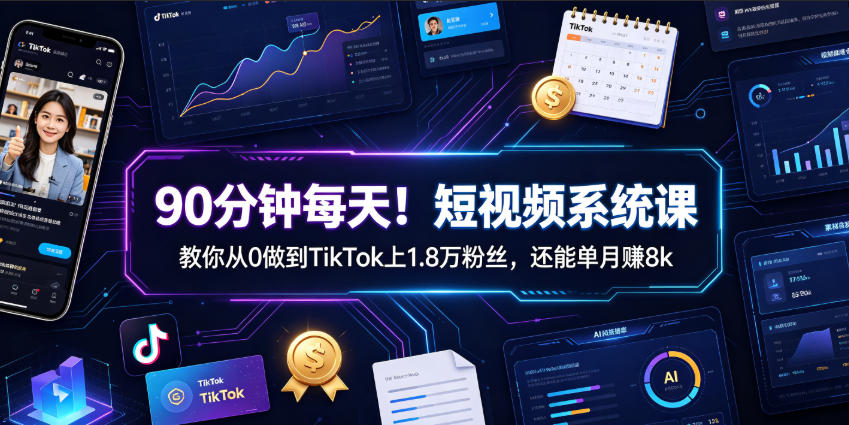 90分钟每天!短视频系统课教你从0做到TikTok上1.8万粉丝,还能单月賺8k【原创双语字幕】-智云网