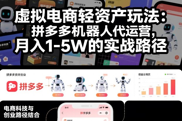 虚拟电商轻资产玩法：拼多多机器人代运营，月入1-5W的实战路径【揭秘】-智云网