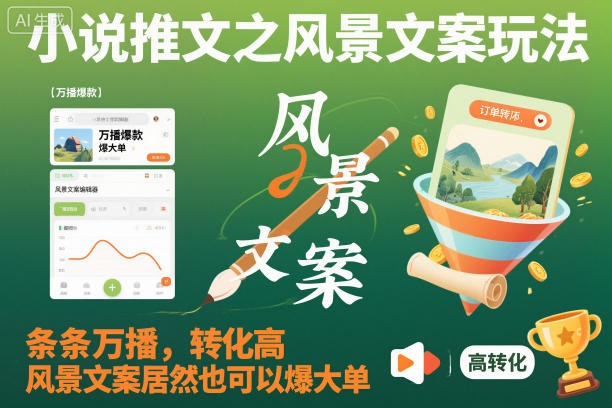 小说推文之风景文案玩法，条条万播，转化高，风景文案居然也可以爆大单！-智云网