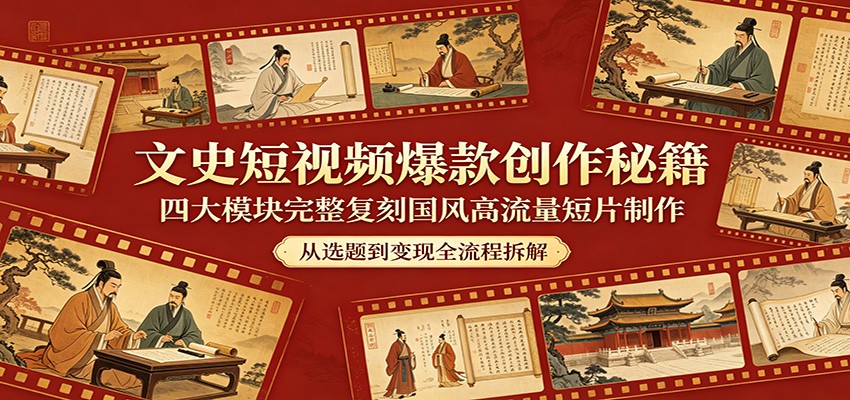 文史短视频爆款创作秘籍:四大模块完整复刻国风高流量短片制作-智云网
