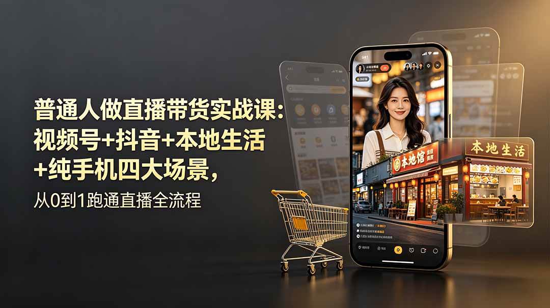 (19111期)普通人做直播带货实战课:视频号+抖音+本地生活+纯手机四大场景,从0到1跑通直播全流程-智云网