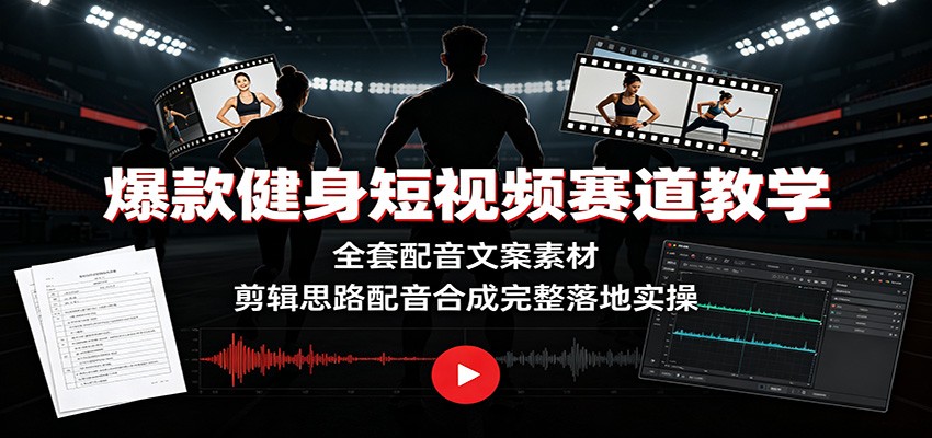 爆款健身短视频赛道教学：全套配音文案素材，剪辑思路配音合成完整落地实操-智云网